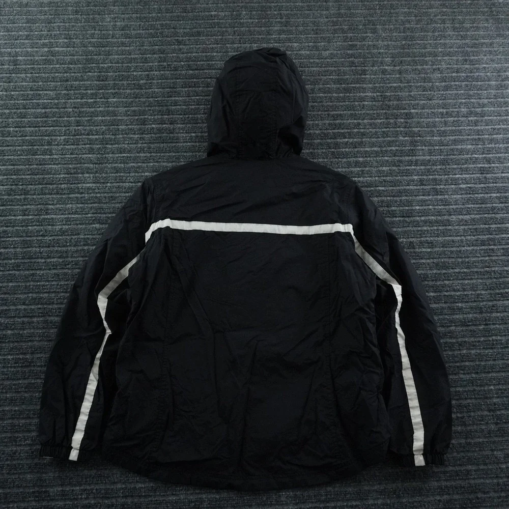 Vintage Nike Windbreaker Jacket Mens M Black White Stripe Full Zip Hooded